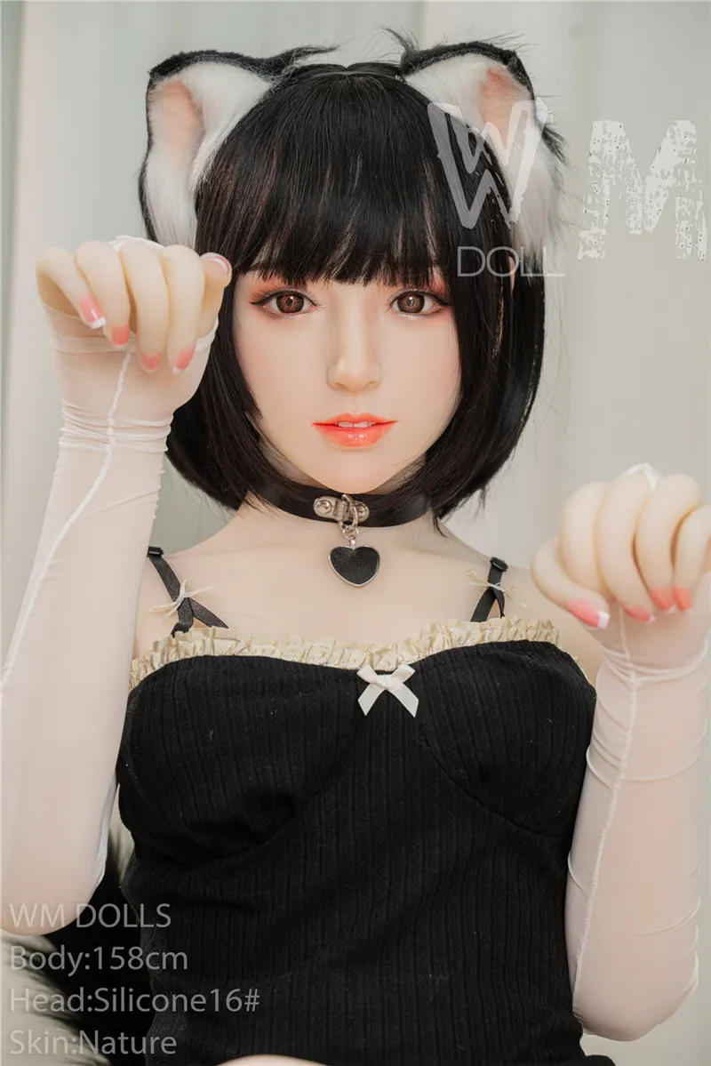 WM 158cm D-cup 16# Silicone Head Sex Doll Pictures Realistic Japanese Cat Ears  Adult Love Doll Albums Lucia