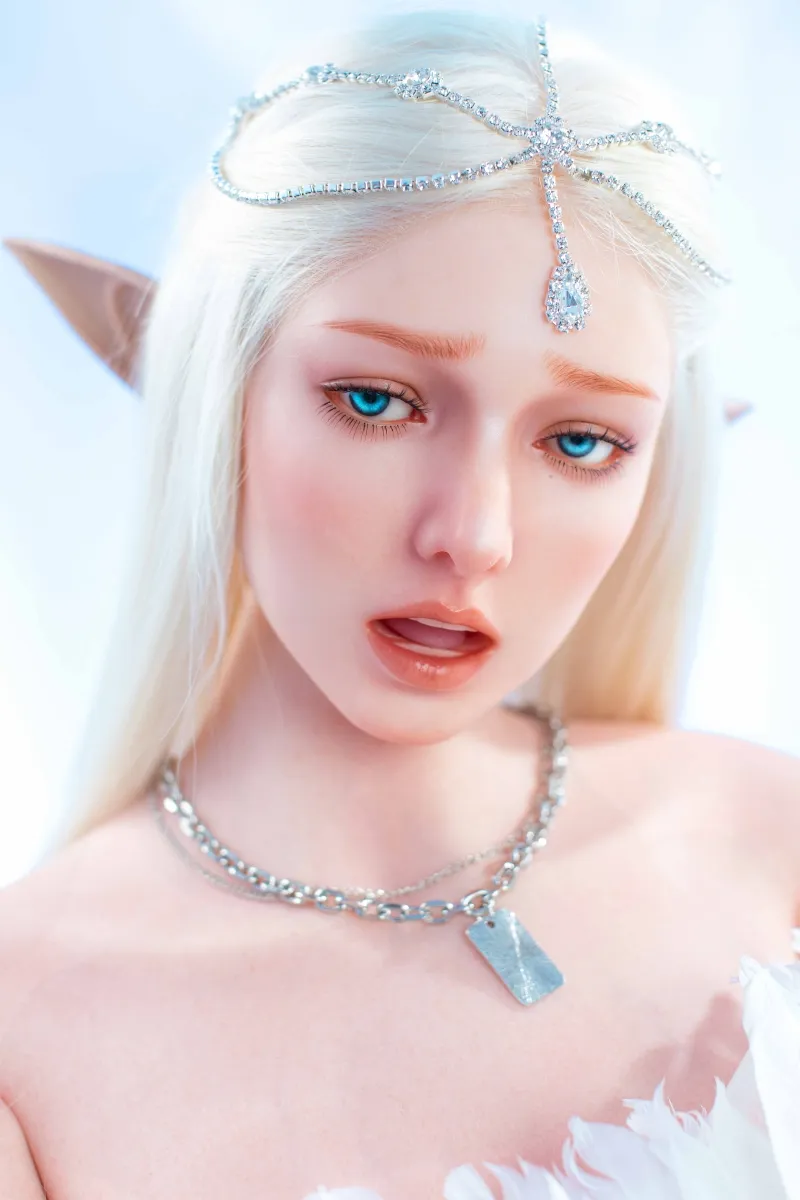 Gigi 163cm B-cup Small Breasts Platinum Silicone XYcolo Sex Doll Albums European Fair Skin Snow-white Hair Fairy Elf Love Dolls Pics