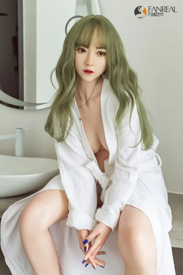 158cm (5.18ft) B Cup Silicone Sex Doll FANREAL Doll Unique Face Curly Hair Chinese Love Dolls High Quality Real Doll Maya