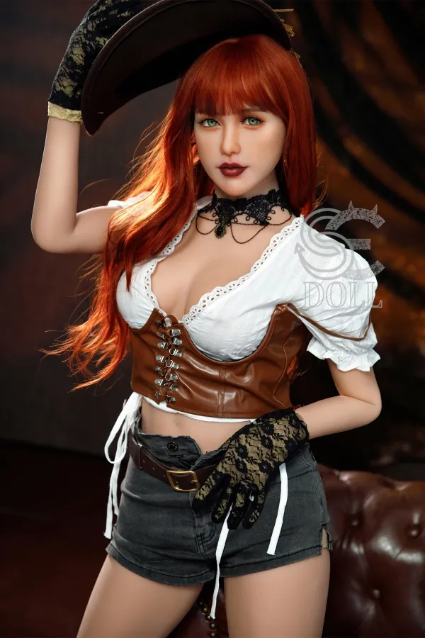 Renata 163cm (5.35ft) E Cup Sex Doll SE Doll S266 Head Red Hair Charming Eyes American Sexdoll Cowgirl Real Doll TPE Materials